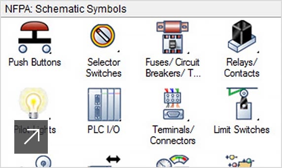 View of an electrical schematic symbol library