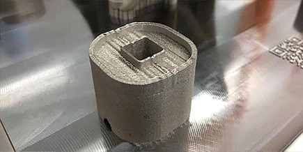 Metal additive print damaged by recoater interference 